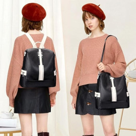 Comfabie Fashion Black&White Leather Backpack for Women Handbag for women Shoulder bag Ladies Backpack Purse | Dailyuse Backpacks for women