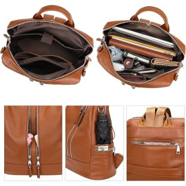 Comfabie Fashion Brown Leather Backpack for Women Handbag for women Shoulder bag Ladies Backpack Purse | Dailyuse Backpacks for women