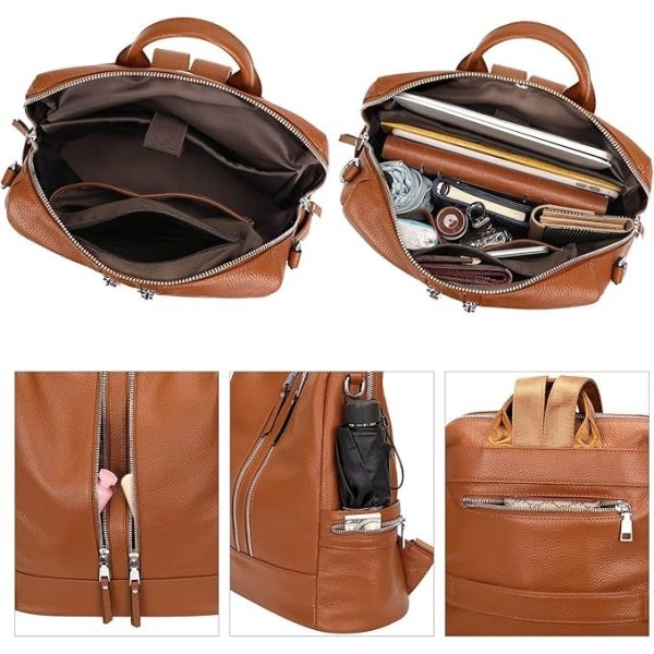 Comfabie Fashion Brown Leather Backpack for Women Handbag for women Shoulder bag Ladies Backpack Purse | Dailyuse Backpacks for women
