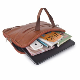 Brown Leather Laptop Handbag, Capacity