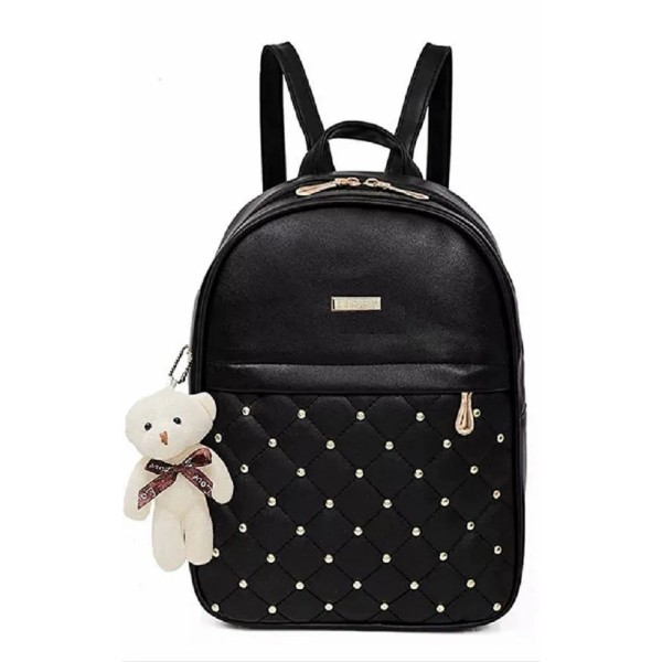 Female Ladies Pink Plain Nylon Backpack