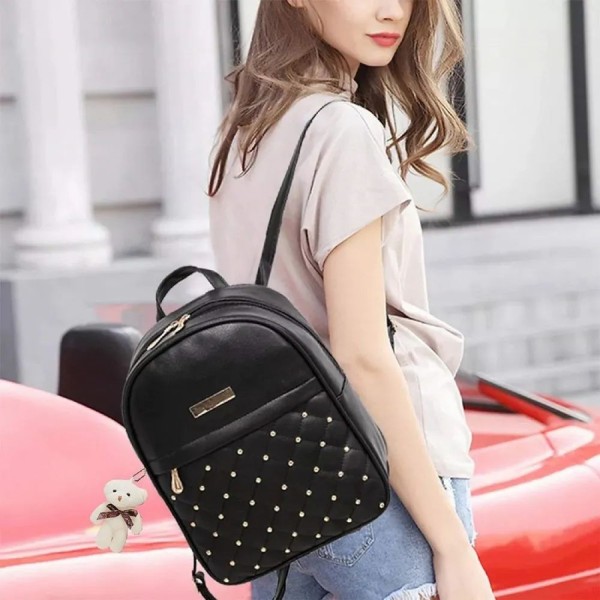 Female Ladies Pink Plain Nylon Backpack