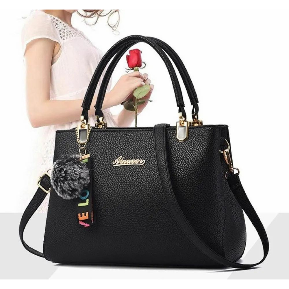 PU Leather Ladies Blue Handbag