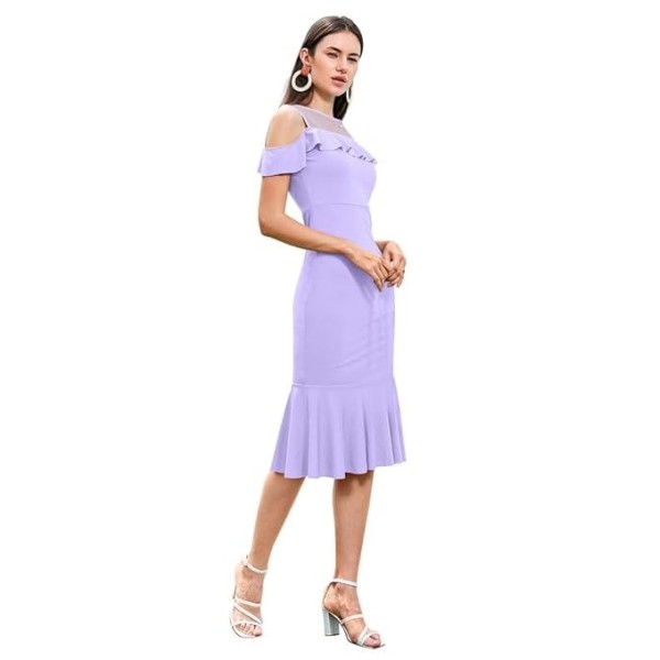  one Piece Dress for Women Short | Puff Sleeves Bodycon Dress for Women | Western Dress for Women | Cold Shoulder Mermaid Dress Dress for Women Stylish