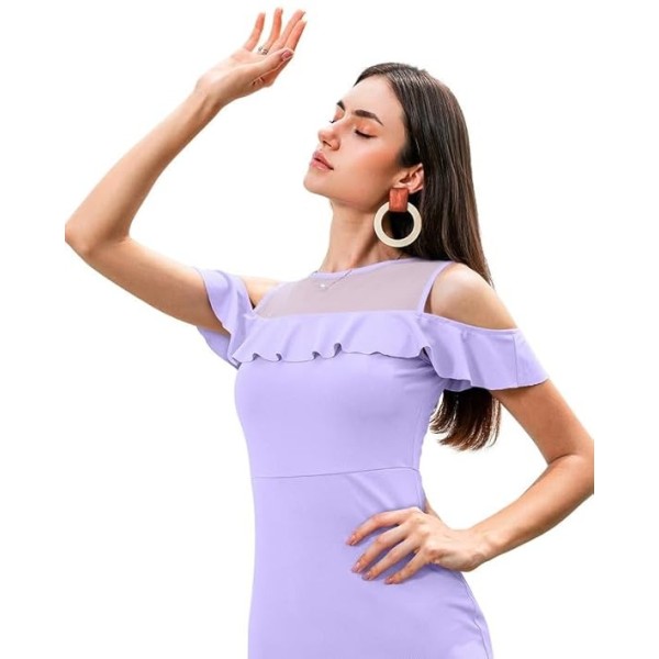  one Piece Dress for Women Short | Puff Sleeves Bodycon Dress for Women | Western Dress for Women | Cold Shoulder Mermaid Dress Dress for Women Stylish