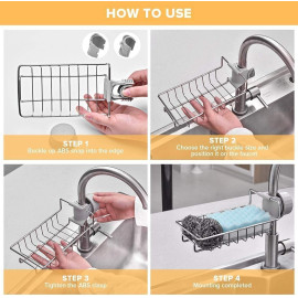 spirit stainless steel Sink Facuet Storage Rack, For Kitchen, Modern