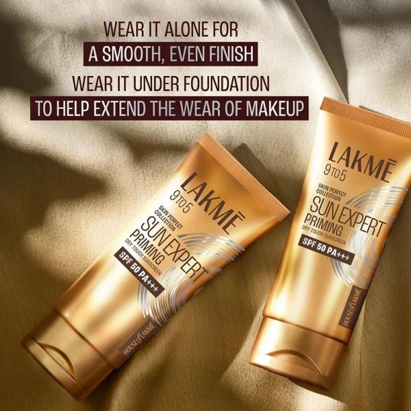 LAKME SUN EXPERT PRIMER + SUNSCREEN, SPF 50 PA+++ FOR UVA/B, MATTIFYING FOR MAKEUP LOVERS