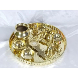Brass Puja Thali Set (with diya and accessories) – Divine Mantra