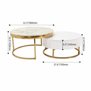 Modern Stainless Steel Gold Glossy PVD Round Stone..