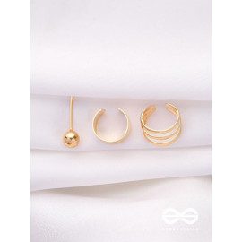 THE PERFECT TRIO - TWO EARCUFF & ONE STUD (ONE EAR) (GOLD)