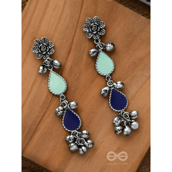 Rainy Day Delights - Silver Enamelled Earrings