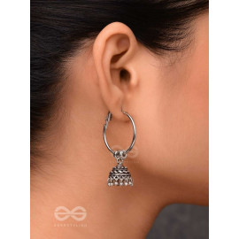 MOONLIT BEAMS - SILVER OXIDISED JHUMKA EARRINGS