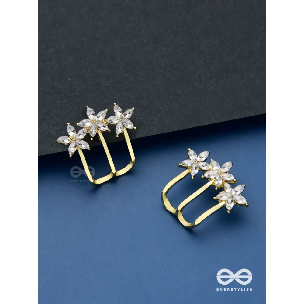 Queen’s delight - Crown shaped golden crystal studs
