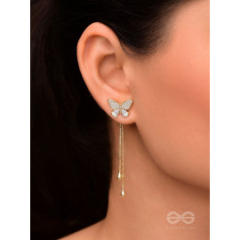Buzzerflies- Gemstone and Rhinestones Studded Golden Earrings