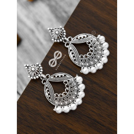 A Beautiful Pearl Artistry - Oxidised Boho Earrings