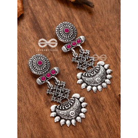 A Bohemian Statement (Ruby Red) - Embellished Oxidised Earrings