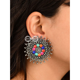 A Colourful Dark Fantasy -Oxidised Boho Earrings
