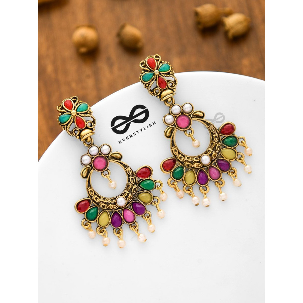 A Colourful Intricacy - Golden Boho Earrings