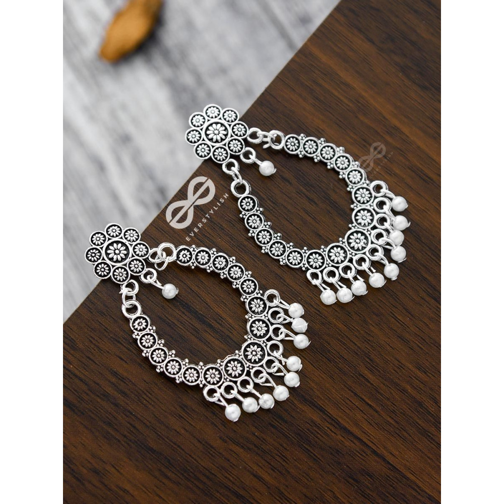 A Floral Intricacy - Oxidised Boho Earrings