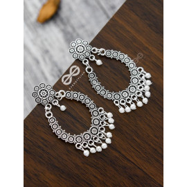 A Floral Intricacy - Oxidised Boho Earrings