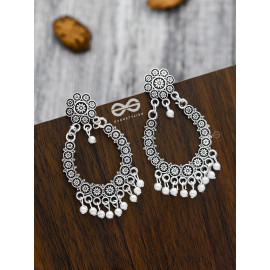 A Floral Intricacy - Oxidised Boho Earrings