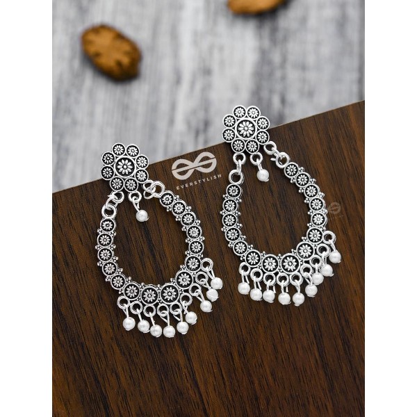 A Floral Intricacy - Oxidised Boho Earrings
