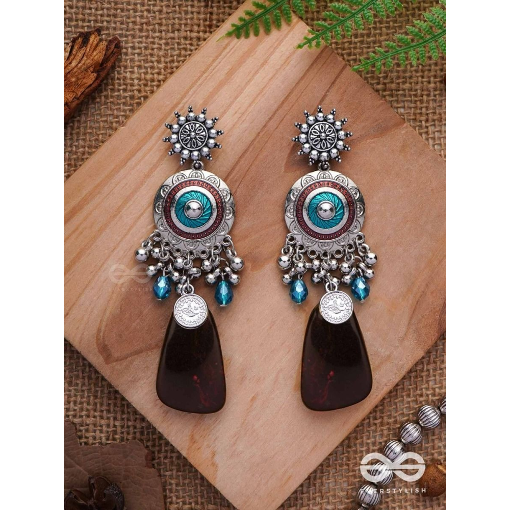 The Infinity Swirls - Enamelled Oxidised Earrings