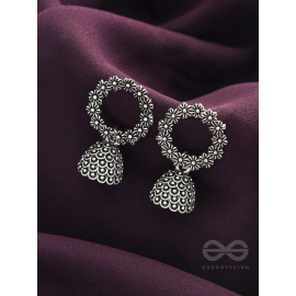 The Frosty Wreath- Oxidised Jhumka Earrings