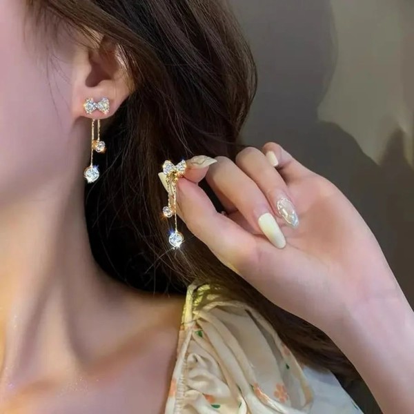 Party Korean Bow Glitter Earing