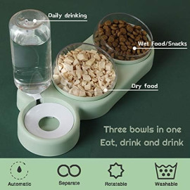  2 In1 Pet Feeder Food and Water Dispenser|Stainless Steel Bowl|Automatic Water Dispensing Mechanism|Suitable for Cats and Dogs
