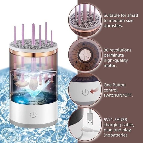 IKERIA Electric Makeup Brush Cleaning Machine – Automatic Makeup Brush Cleaner and Dryer