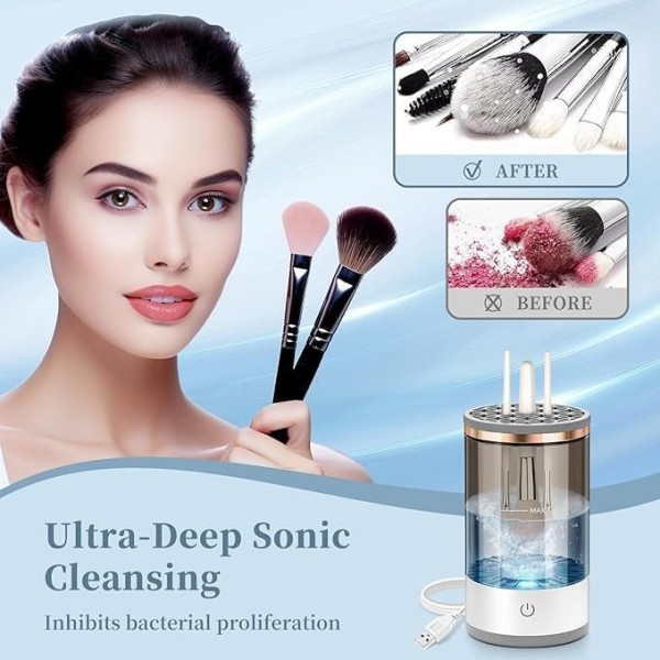 IKERIA Electric Makeup Brush Cleaning Machine – Automatic Makeup Brush Cleaner and Dryer