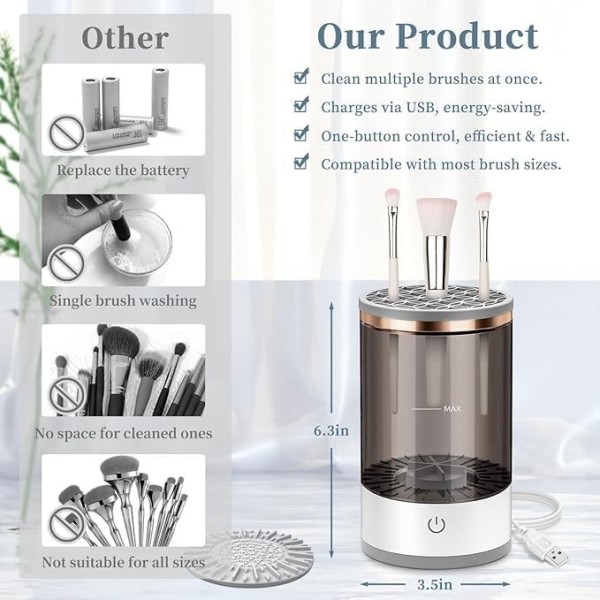 IKERIA Electric Makeup Brush Cleaning Machine – Automatic Makeup Brush Cleaner and Dryer