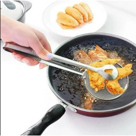 Multi-Functional Stainless Steel Filter Spoon with Clip – Oil-Frying Kitchen Tool