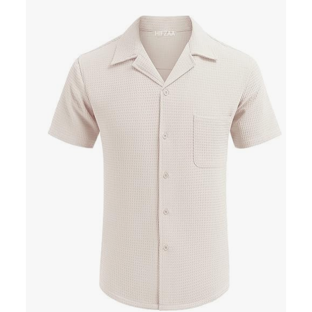 Color Chakra Casual Waffle Knit Shirt for Men Stylish Half Sleeve Men's Shirts M to 3XL