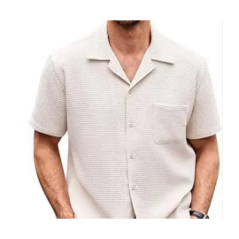 Color Chakra Casual Waffle Knit Shirt for Men Stylish Half Sleeve Men's Shirts M to 3XL