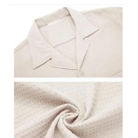 Color Chakra Casual Waffle Knit Shirt for Men Stylish Half Sleeve Men's Shirts M to 3XL