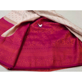 Royal Pink Banarasi Silk Saree with Cream Contrast Pallu