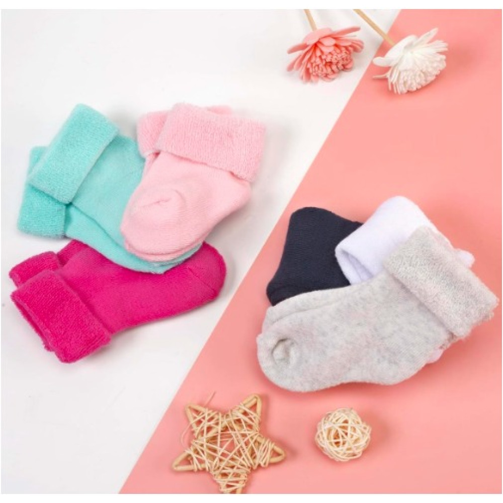 Freshfoot Cute and Colourful Organic Cotton New Born baby socks for 0-6 Months