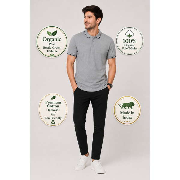 Biowash Organic Polo Charcoal t shirt