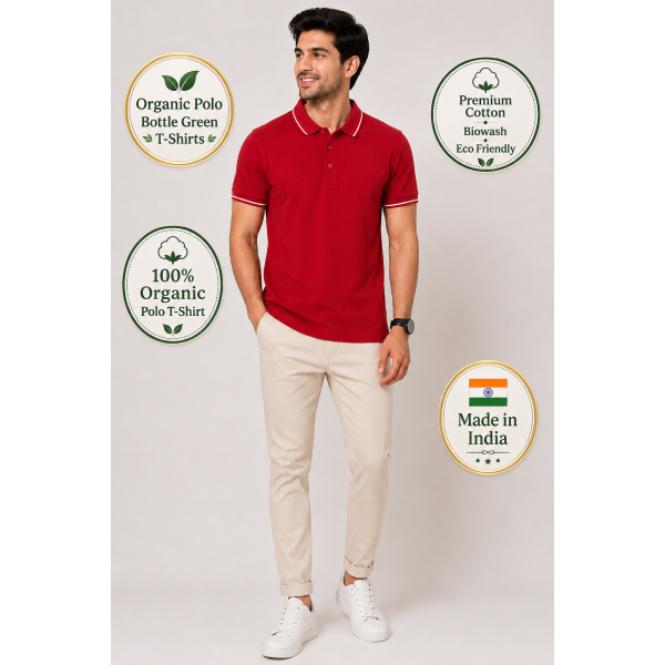 Biowash Organic Polo Red M t shirt