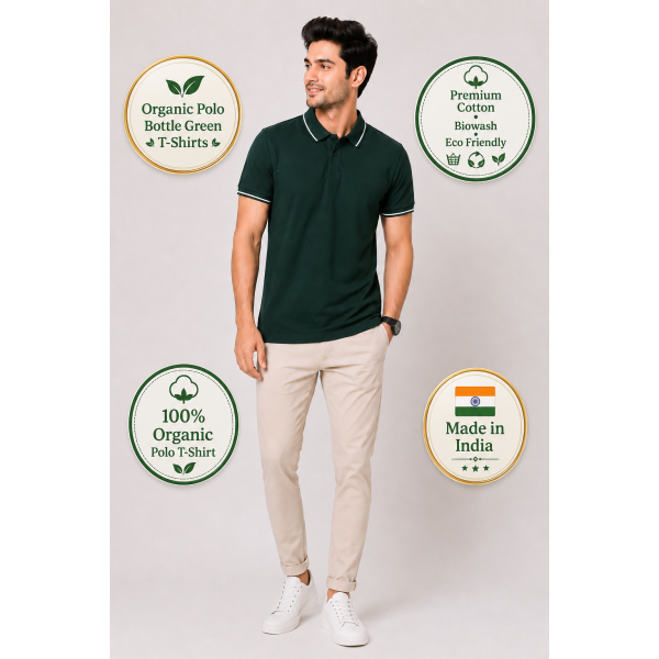 Biowash Organic Polo Bottle Green t shirt
