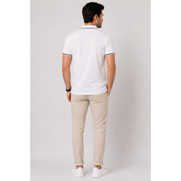 Biowash Organic Polo White With Black Tipping T shirt