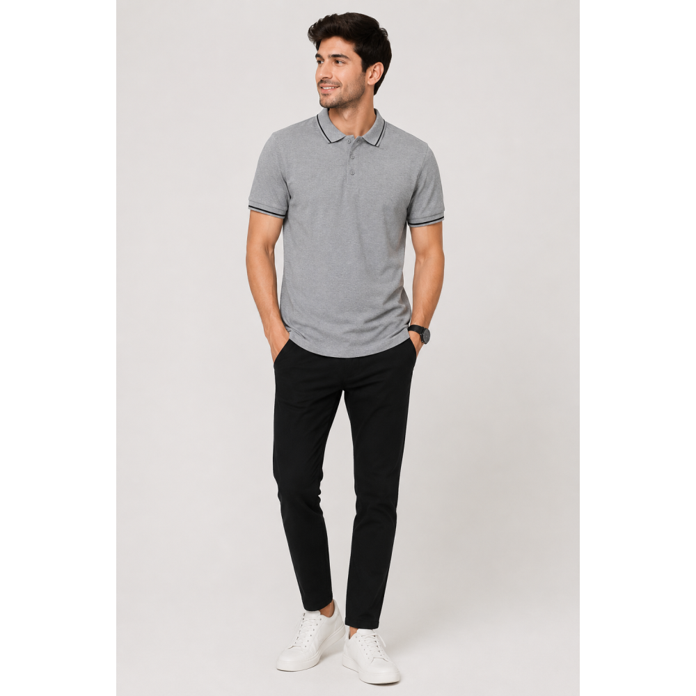 Biowash Organic Polo Charcoal t shirt