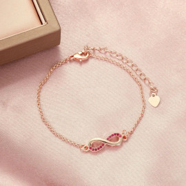 925 Silver Fashion Bracelets Infinity Pink CZ Stone Rose gold Plated Bracelet For Women Casual