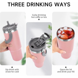 Stainless Steel Vacuum Insulated Tumbler Leak Resistant Reusable Straw Airtight Lid for Gym, Travel