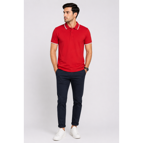 Primo Knit Dotcell Polo T-Shirts Combo Pack of 3 – Red, White & Light Grey