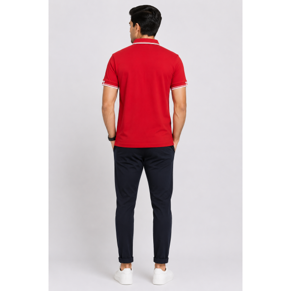 Primo Knit Dotcell Polo T-Shirts Combo Pack of 3 – Red, White & Light Grey