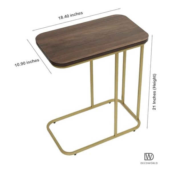 Premium Metal Side Table with Wooden Top | Elegant Golden Finish | Perfect for Living Room, Sofa Side or Bedside Stand