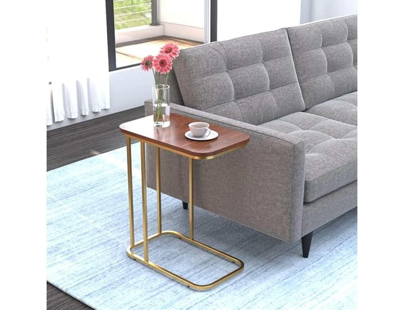 Premium Metal Side Table with Wooden Top | Elegant..